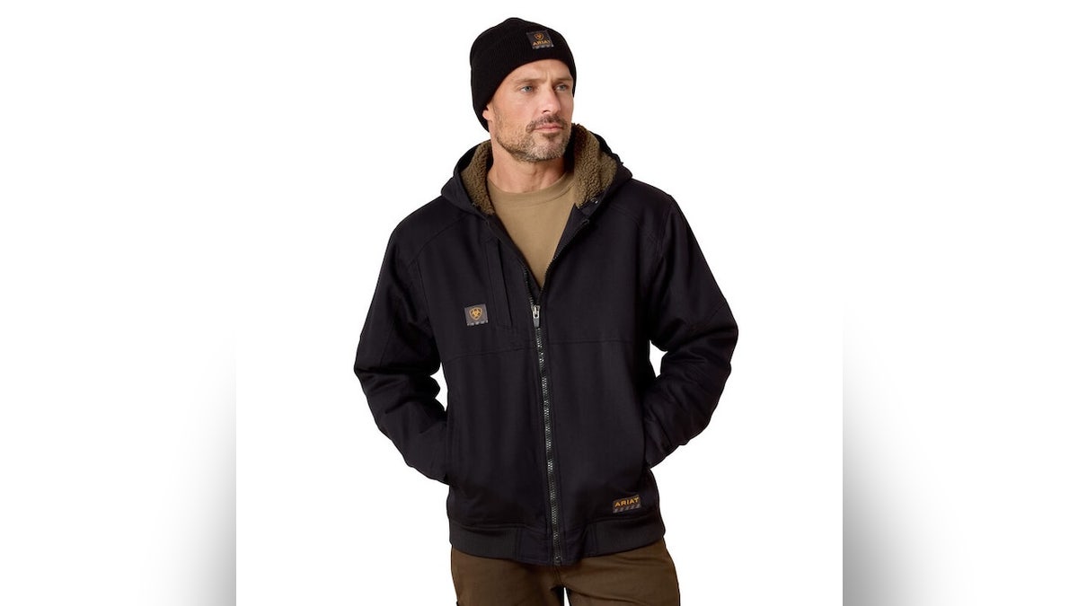 This sherpa-lined jacket is extra warm for those who work outside.