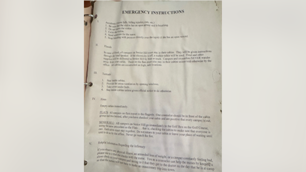 關於德克薩斯州神秘營露營者緊急程序的唯一文件。