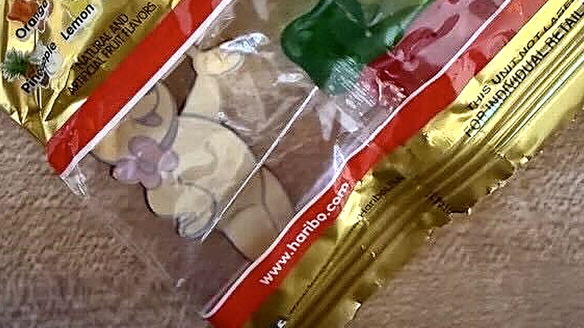 needle inside gummy bear package