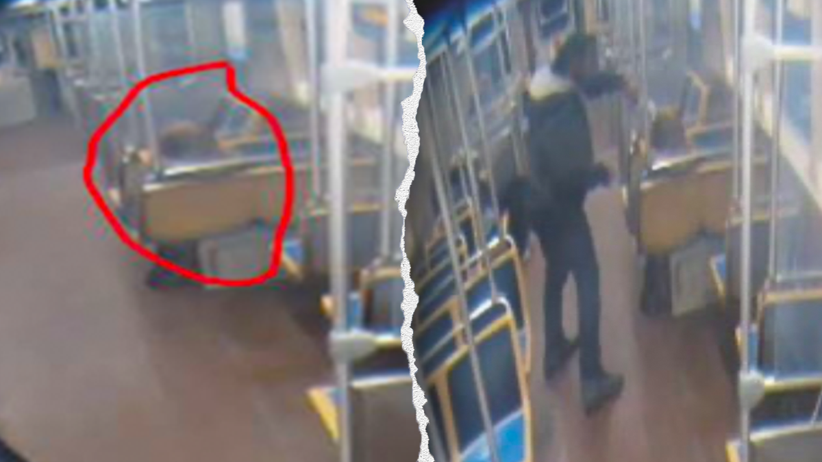 Photos from the train show the moment the suspect allegedly doused the woman in gasoline.