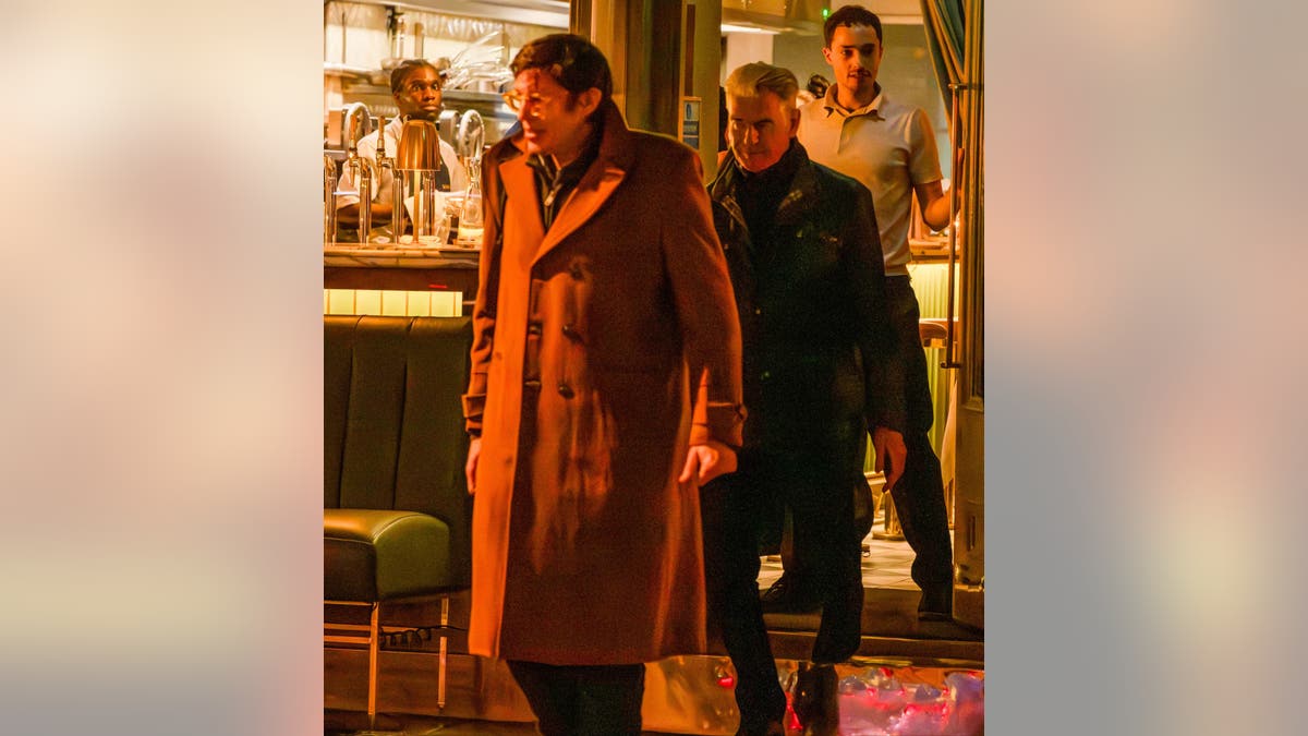 Pierce Brosnan and his son Christopher Brosnan leave Dorian restaurant in London after a family dinner.