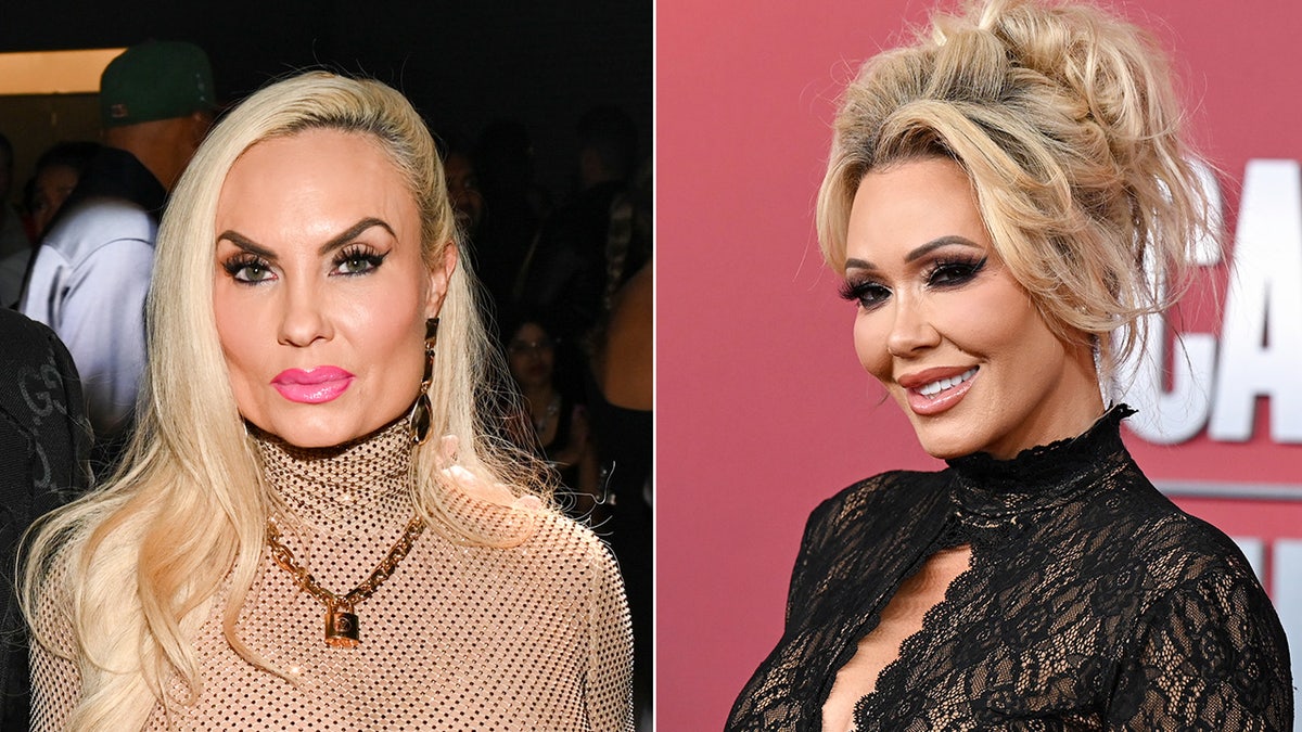 Coco Austin smiles in nude dress, Bunnie Xo rocks black sheer gown.