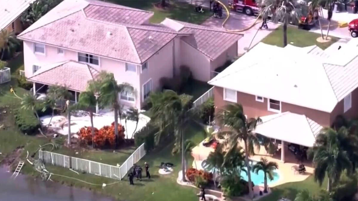 Aerial photo of destruction following plane crash