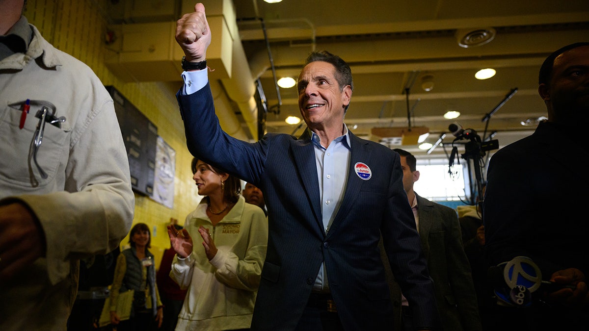 New York Independent mayoral candidate, former New York Gov. Andrew Cuomo arrives to vote on election day at The High School of Art and Design