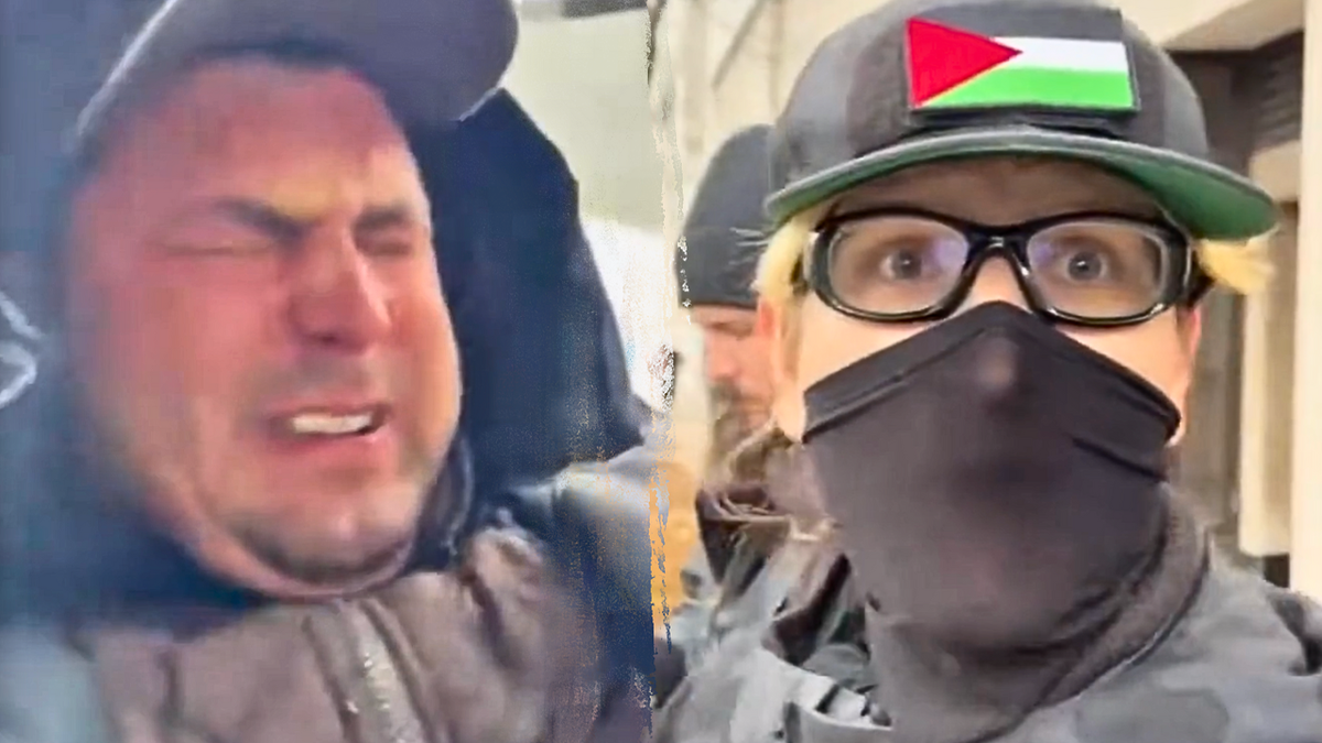 Cam Higby after being pepper-sprayed and protester