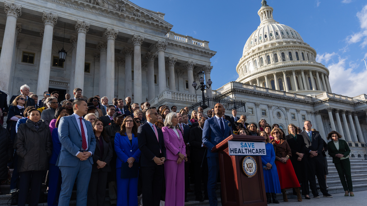 Democrats gather near the capital to support health care