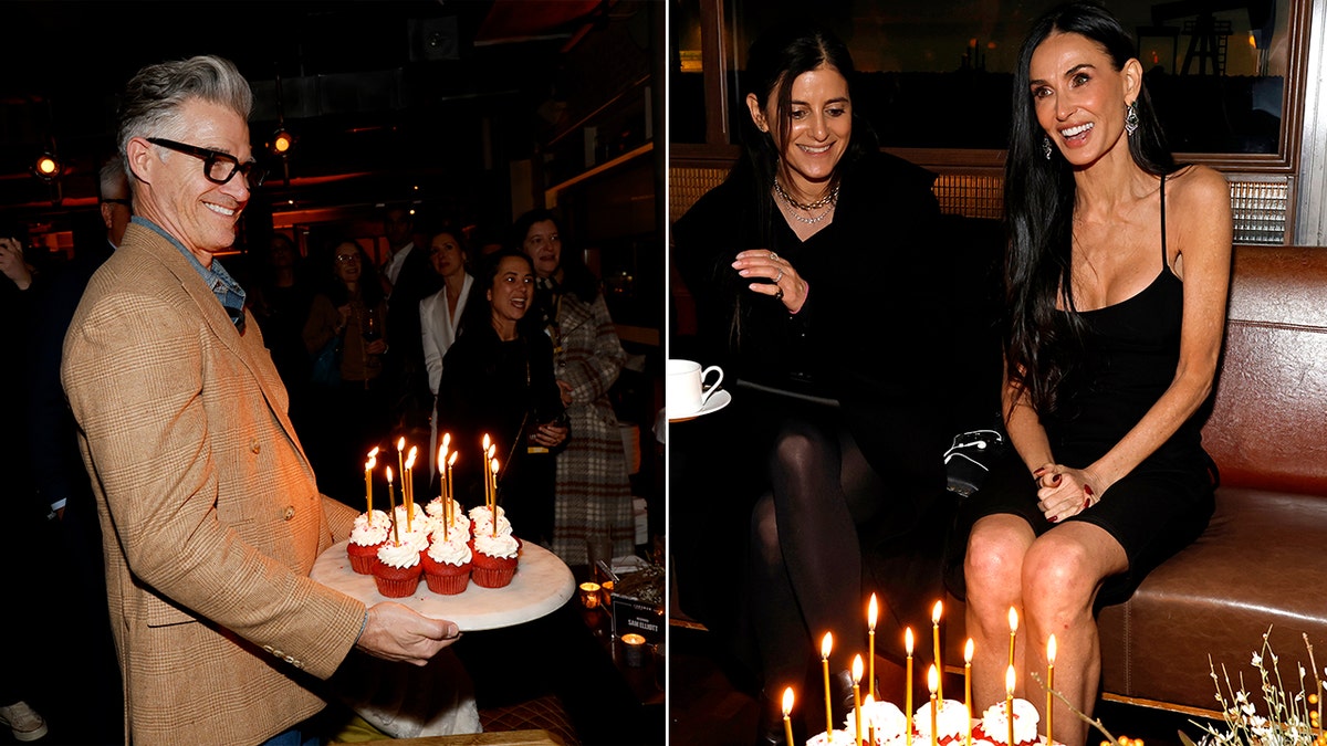 Demi Moore's friends and co-stars surprised her with birthday cupcakes at the after-premiere party.