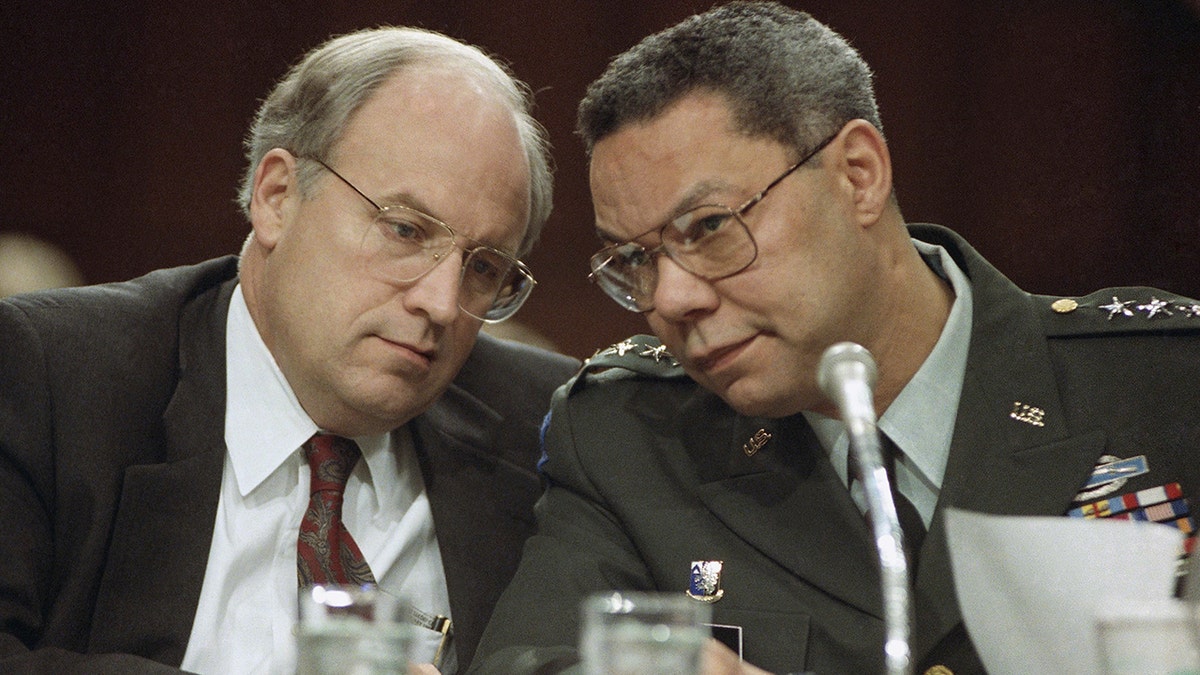 Dick Cheney and Chairman of the Joint Chiefs sit before a Senate Armed Services Committee