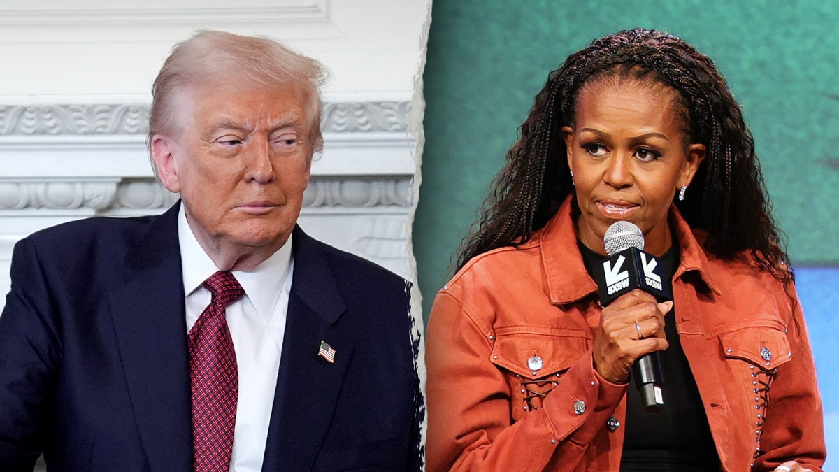 President Donald Trump and former First Lady Michelle Obama in a side-by-side split image