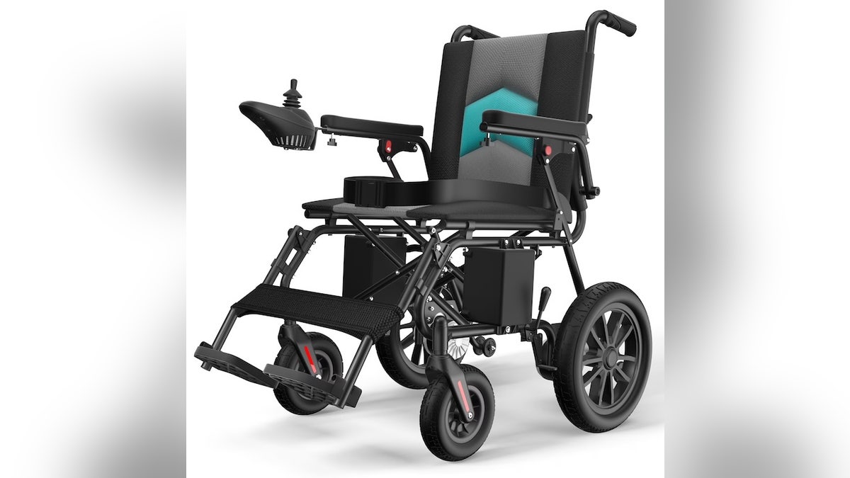 This wheelchair has a 20-mile range on a full charge.