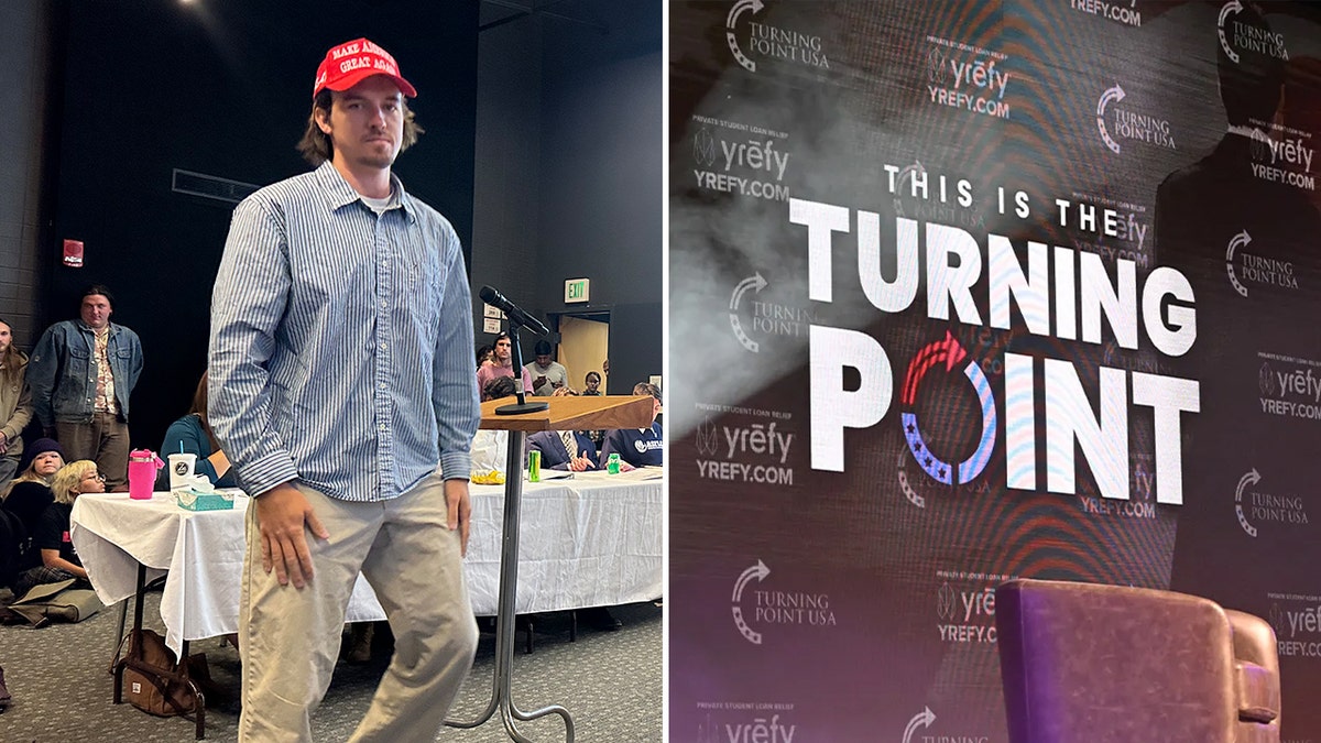 Jonah Flynn and Turning Point USA logo