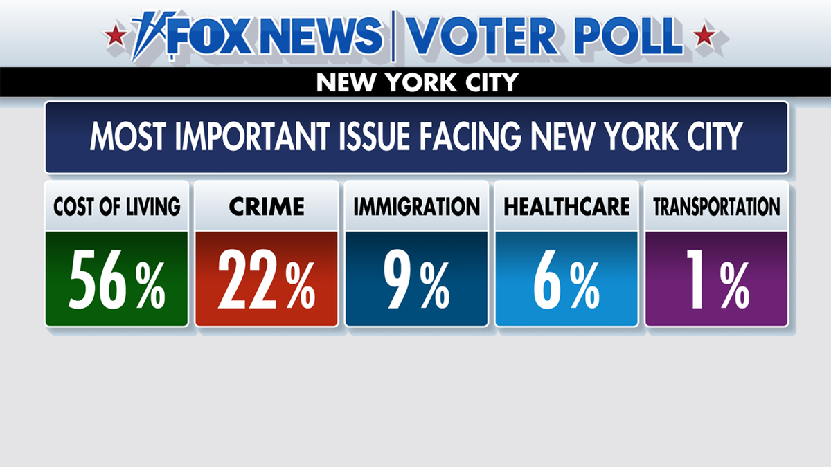 Fox News Voter Poll results for most important issue facing New York City