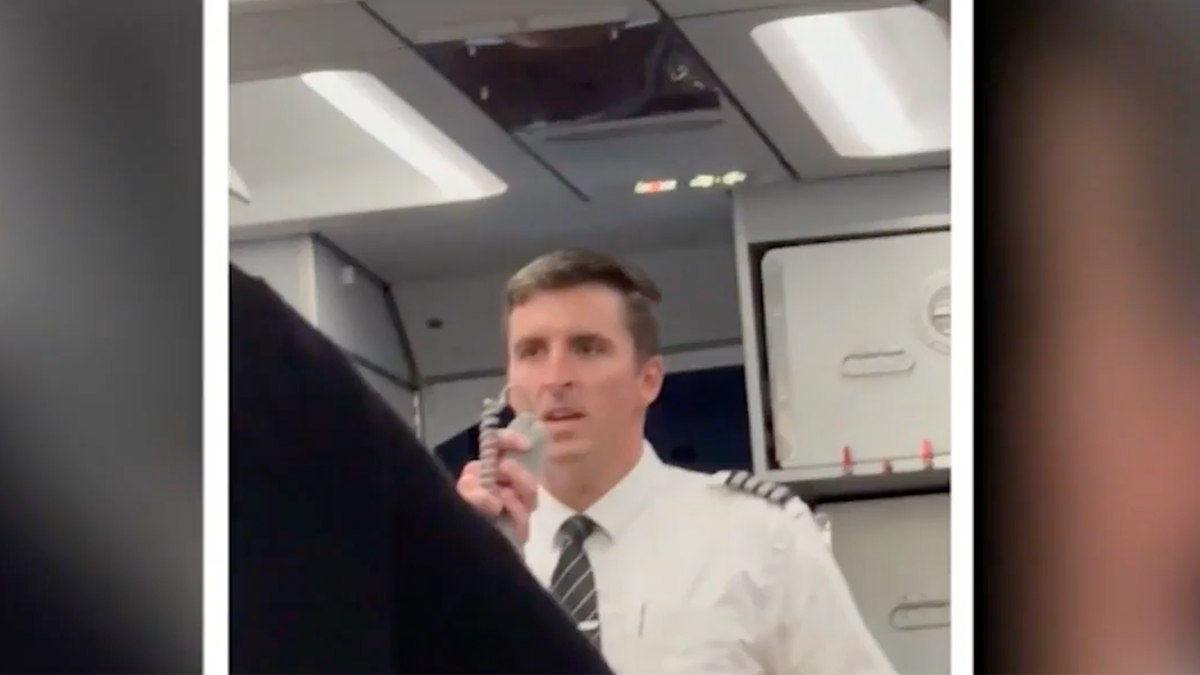 Frontier formation  attendant making an announcement.