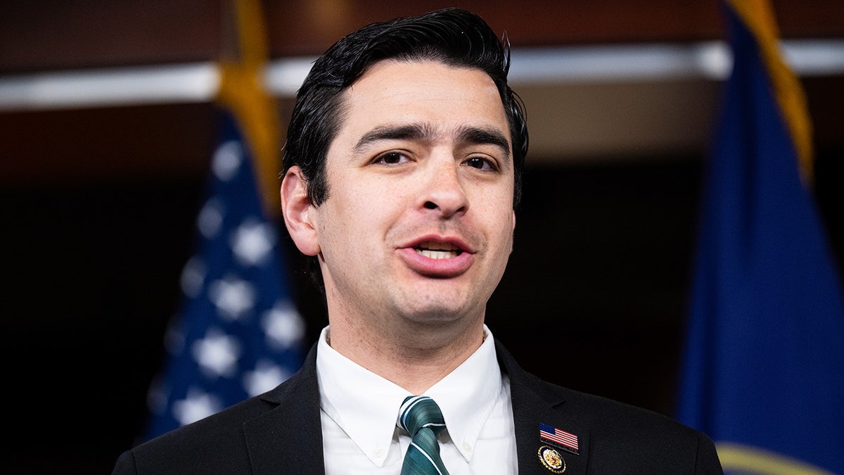 Congressman Gabe Evans speaks at a press conference
