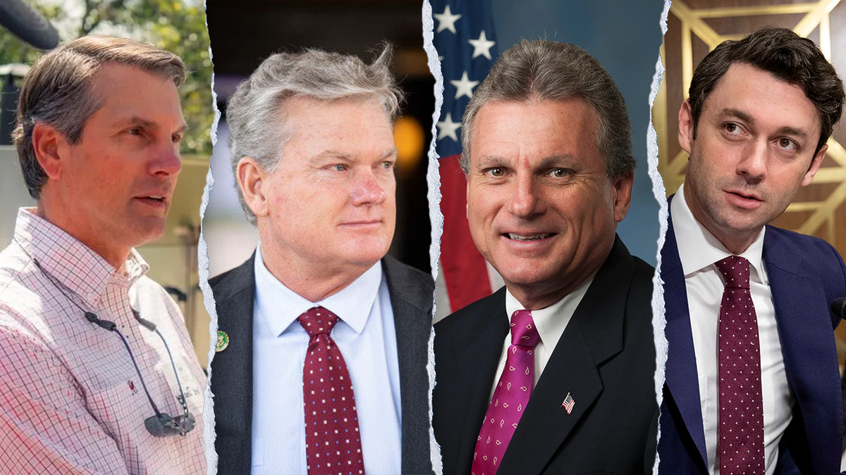 Da esquerda para a direita: Derek Dooley, deputado Mike Collins, R-Ga., deputado Buddy Carter, R-Ga. e o senador Jon Ossoff, D-Ga.