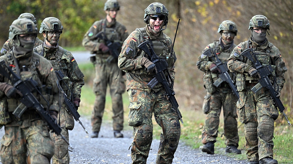 German army recruits participate in training exercises.