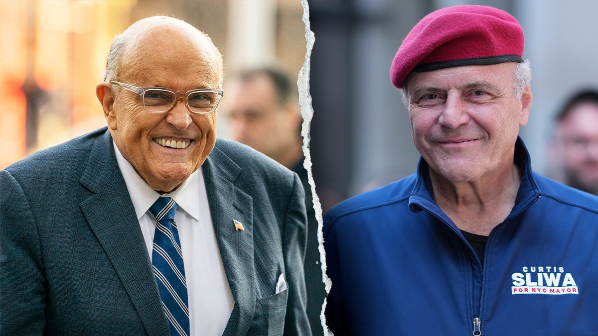 Curtis Sliwa (right) and Rudy Giuliani (left) are pictured in separate file photos. Sliwa has also compared himself to the former New York City mayor, calling himself "Rudy Giuliani 2.0."