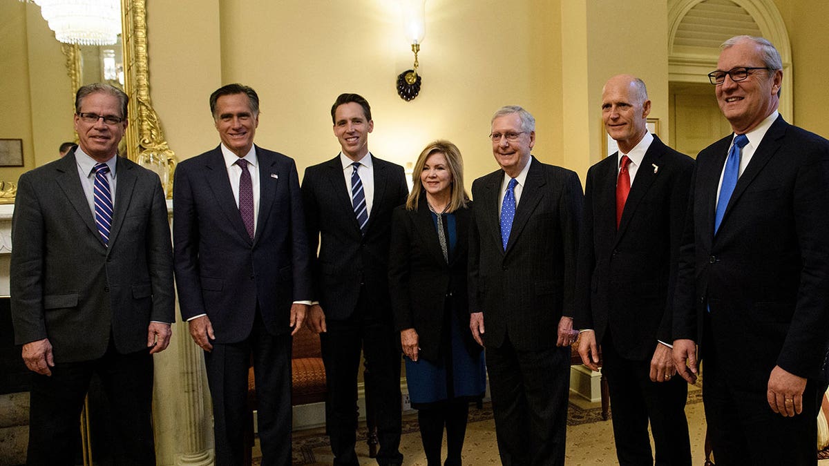 Gov. Mike Braun pictured with other GOP leaders