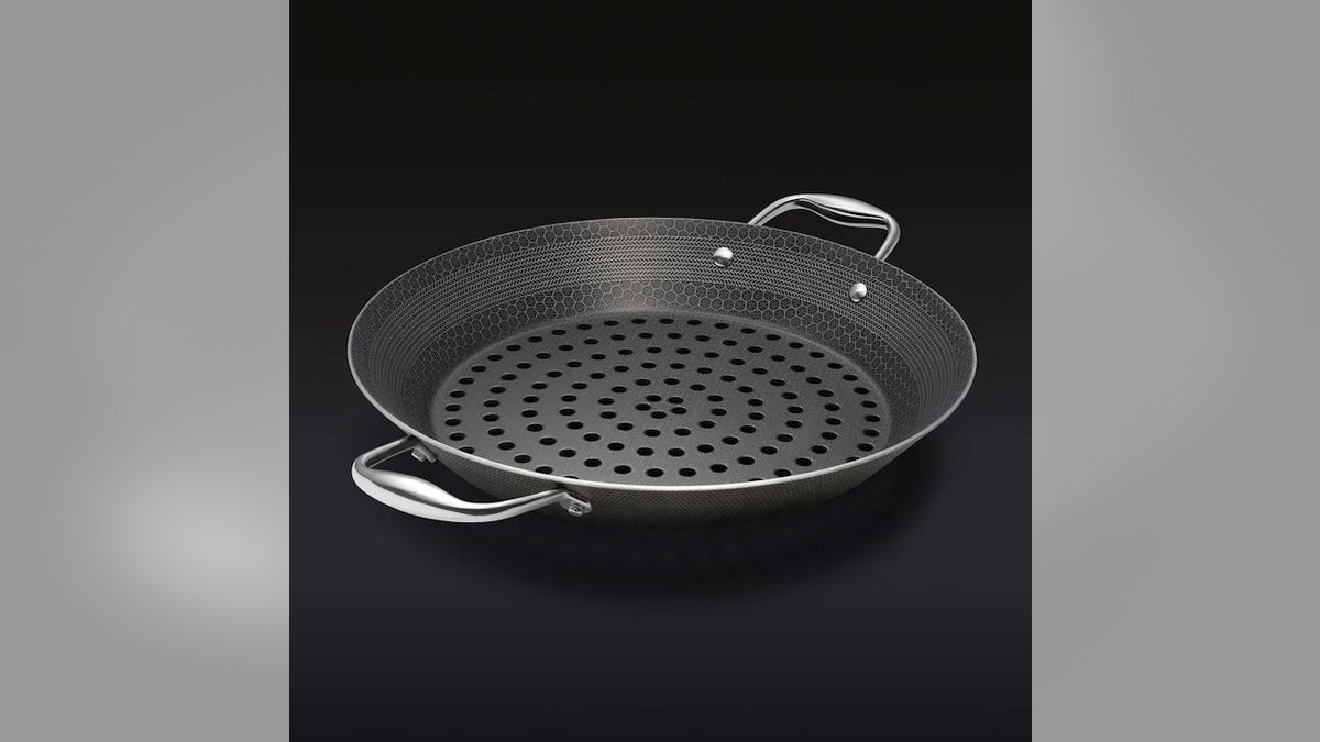 Grill veggies or seafood in this high-sided pan. 