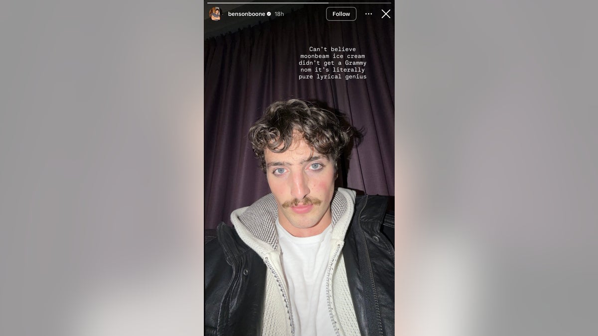 Benson Boone instagram story