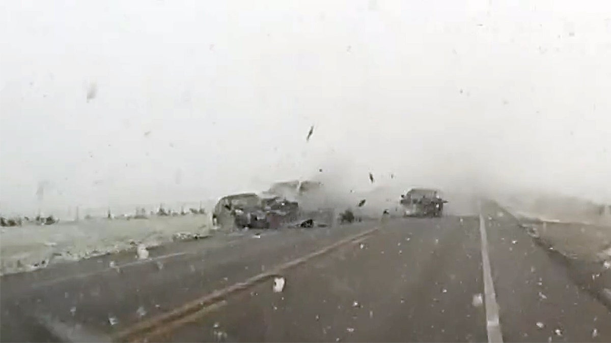 Vehicles collide head-on on Highway 69 near Story City, scattering debris across the roadway