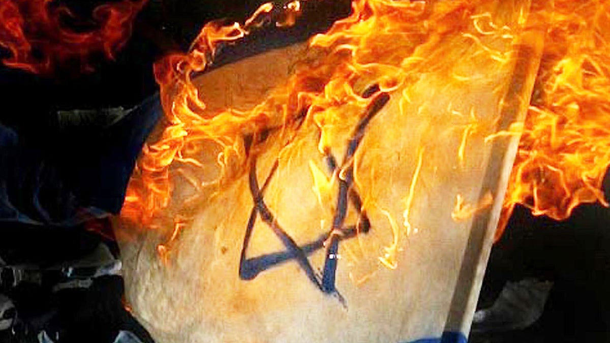 Israeli flag on fire