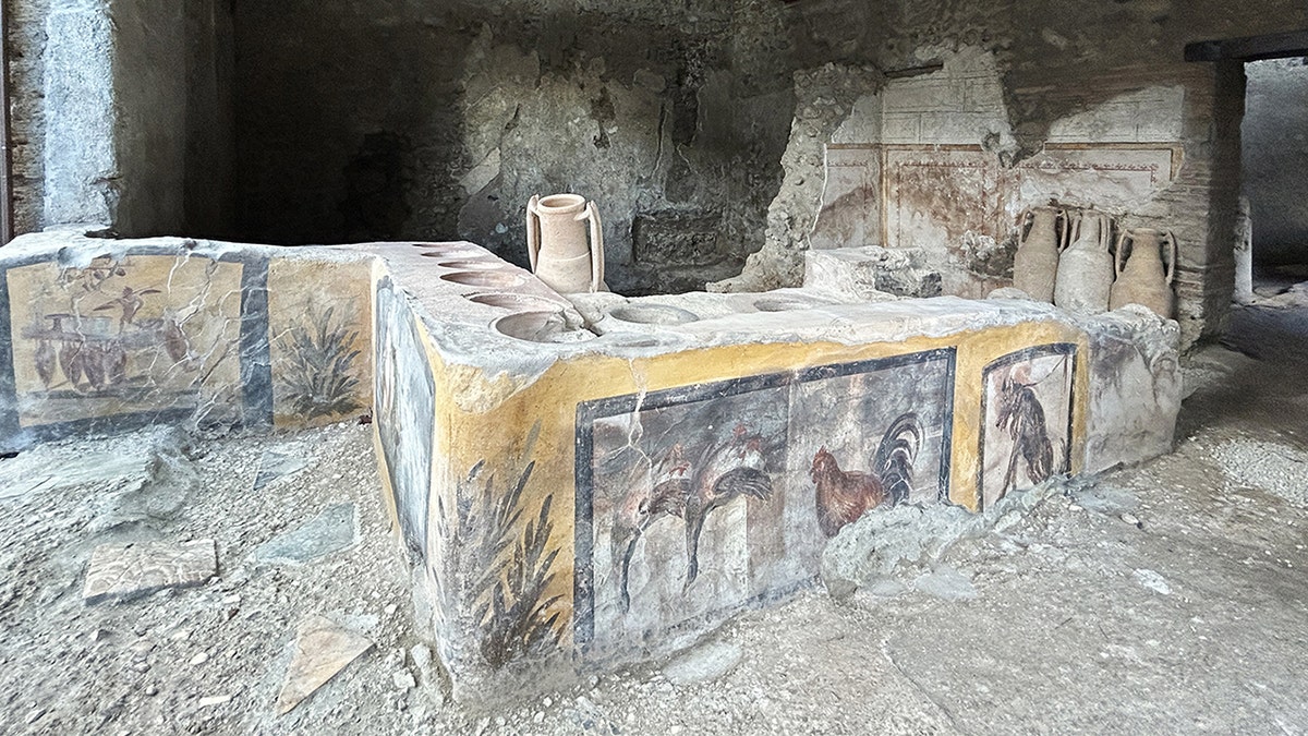 Artwork in ancient fast food shop