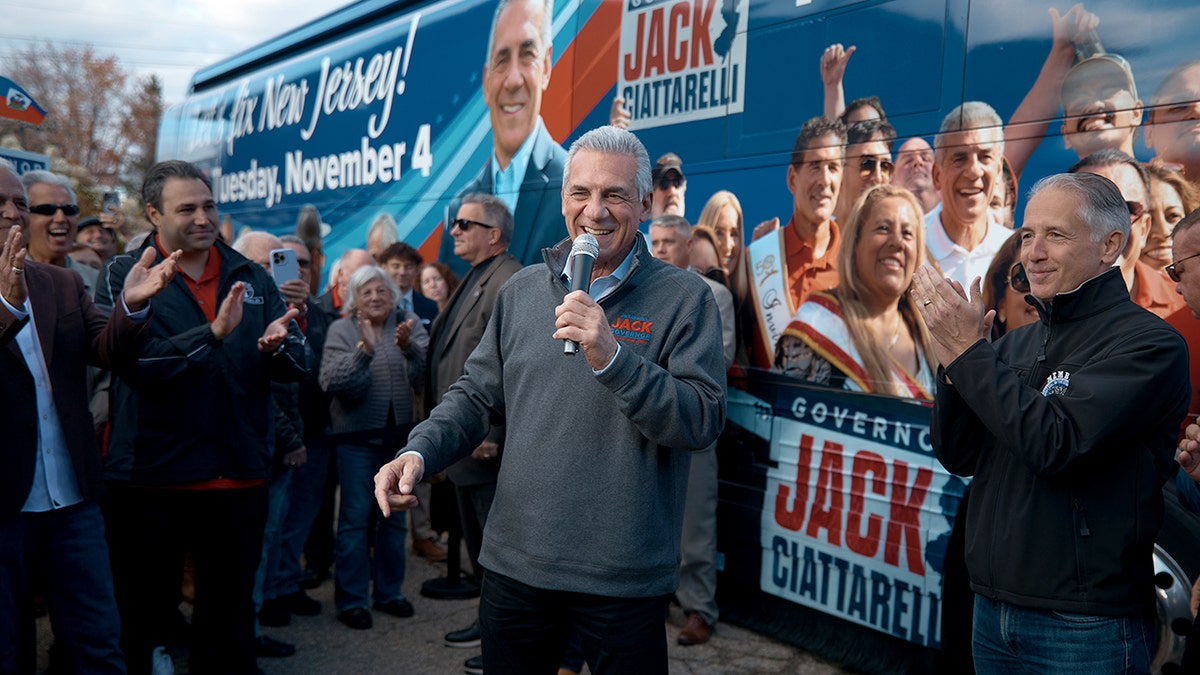 Jack Ciattarelli speaks during campaign stop in Fairfield, N.J.