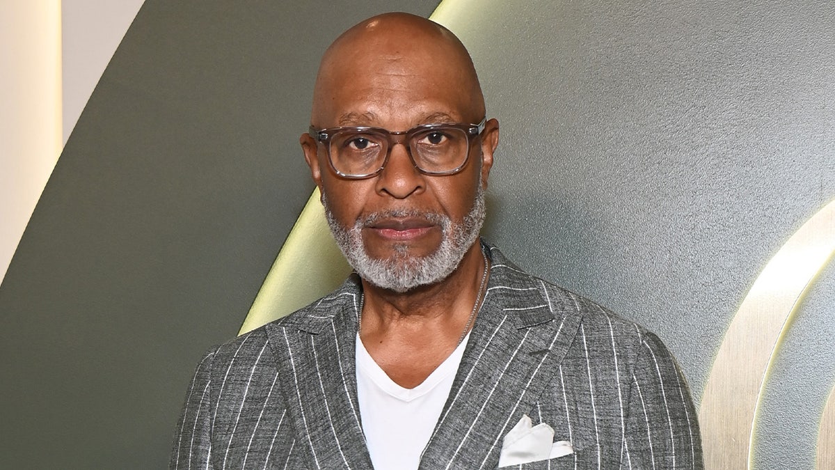 James Pickens Jr. wears grey striped suit