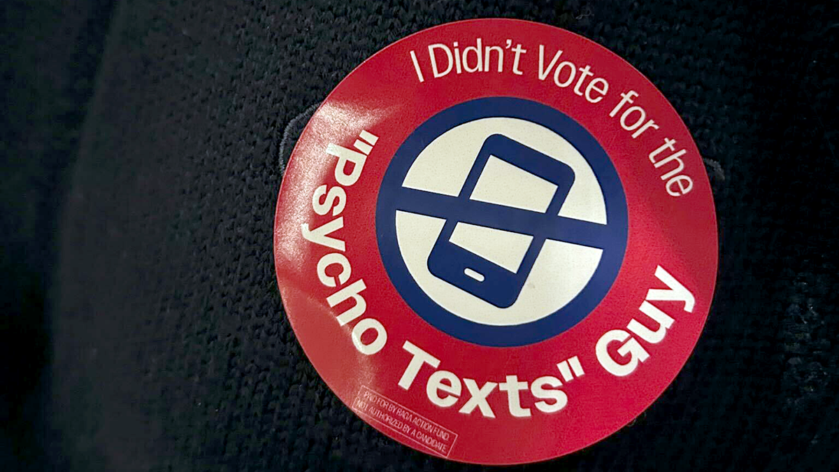 Jay Jones sticker of text phone