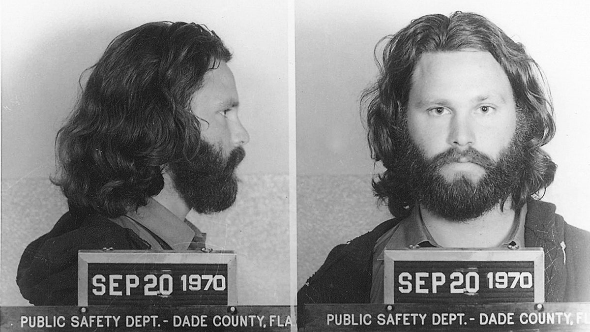 Side by side mugshot photo of Jim Morrison.