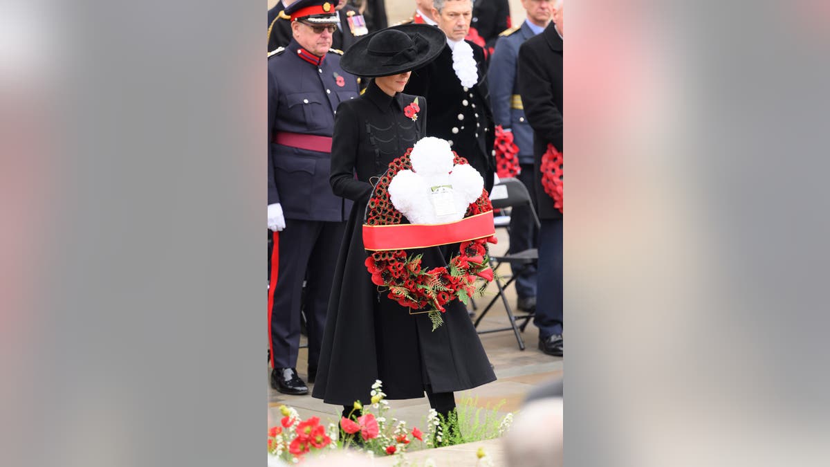 Kate Middleton laying a wreath for Armistice Day
