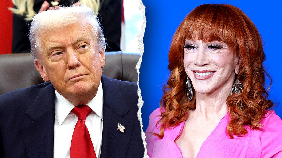 Split-screen image showing President Donald Trump on the left and comedian Kathy Griffin on the right.