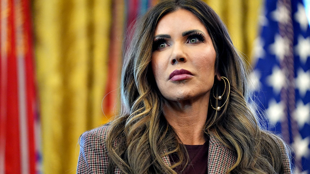 Homeland Security Secretary Kristi Noem listening in Oval Office