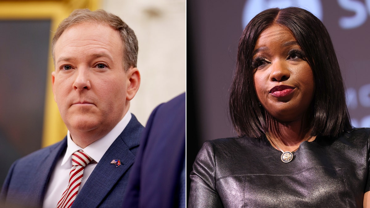 Esquerda: Lee Zeldin; À direita: Jasmine Crockett
