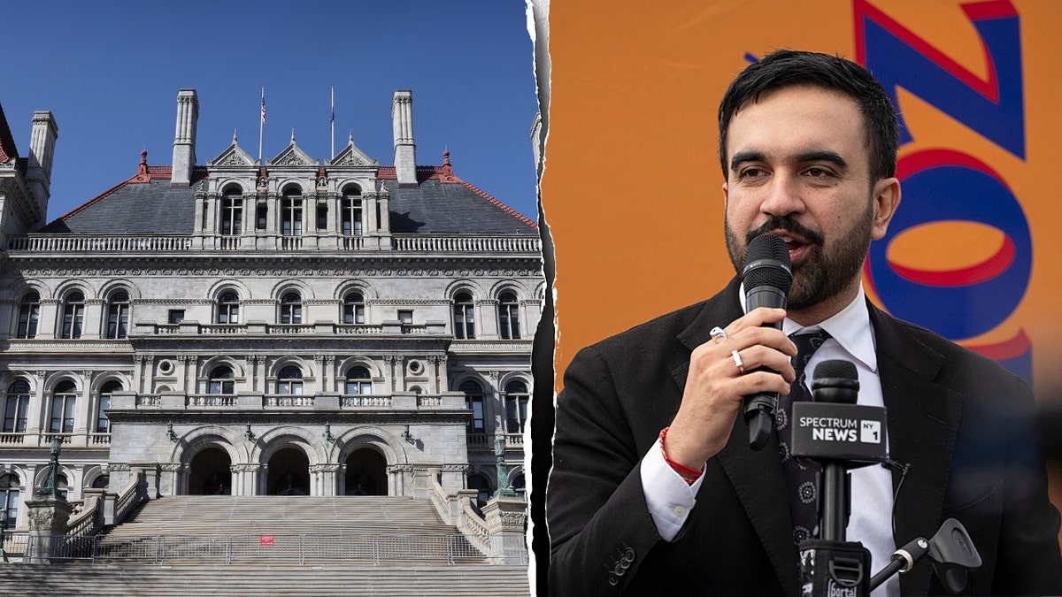 O Capitólio do Estado de Nova York, em Albany, e o prefeito de Nova York, Zohran Mamdani, são os candidatos democratas.