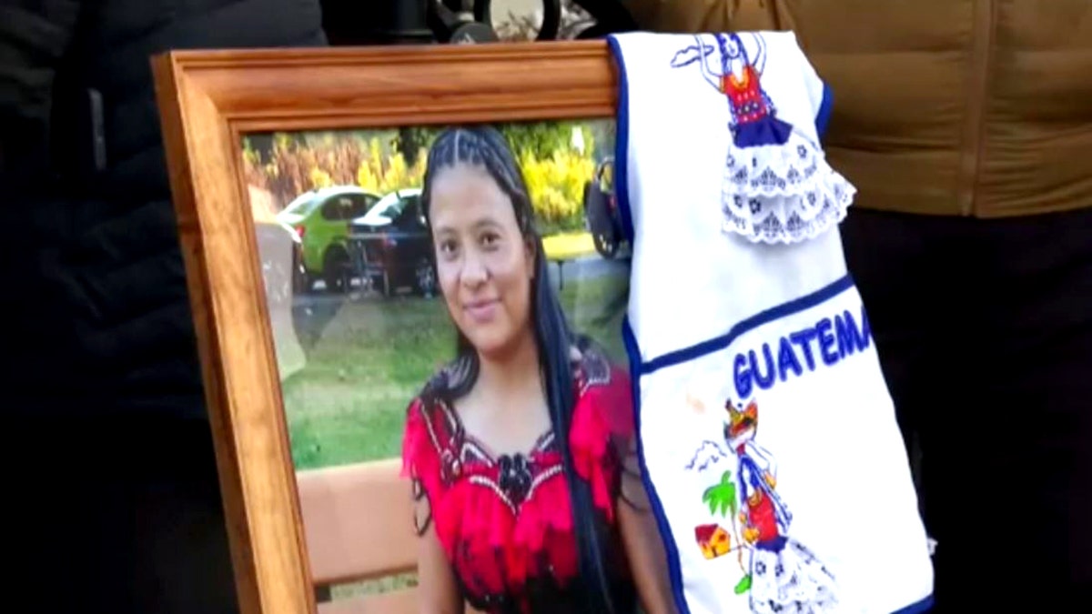 A photo of Maria Florinda Rios Perez De Velasquez during a demonstration over her killing