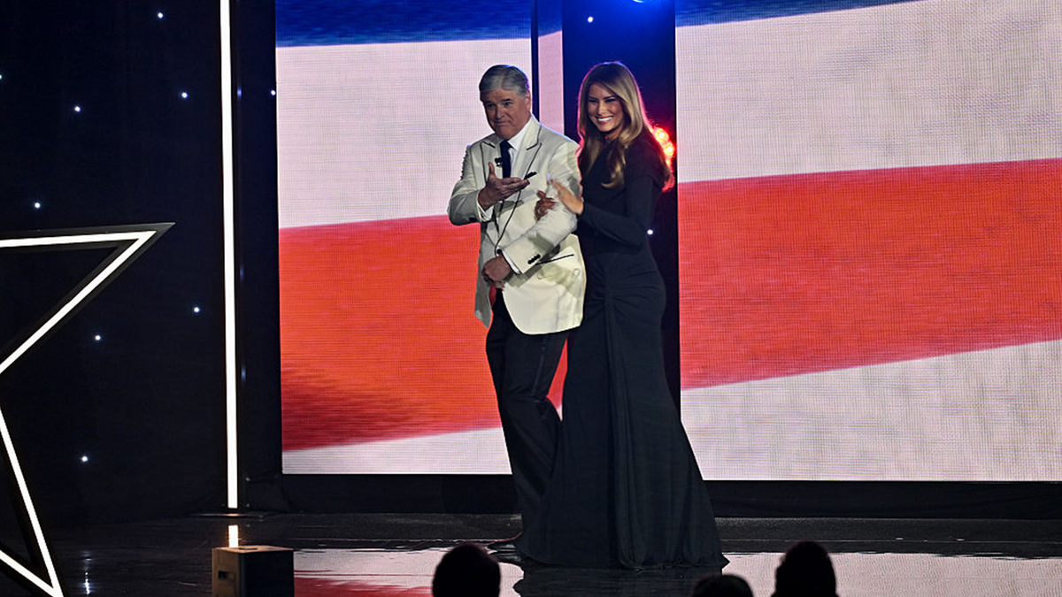 Melania Trump and Sean Hannity onstage