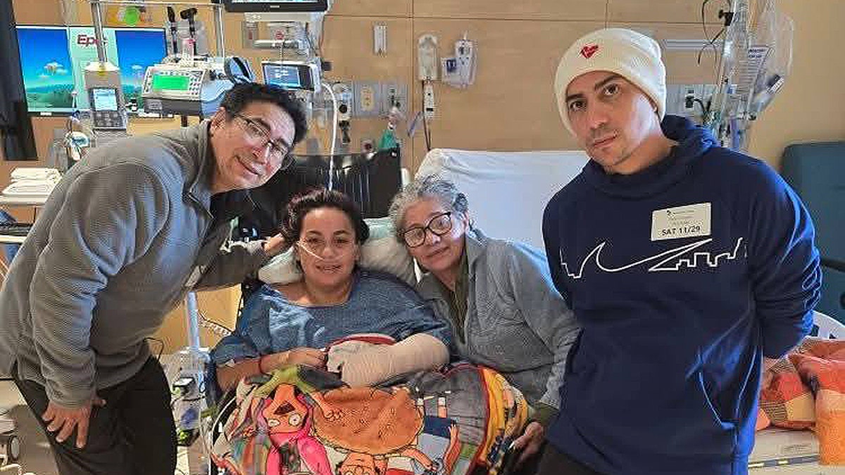 Mia Corado and her family members in the hospital
