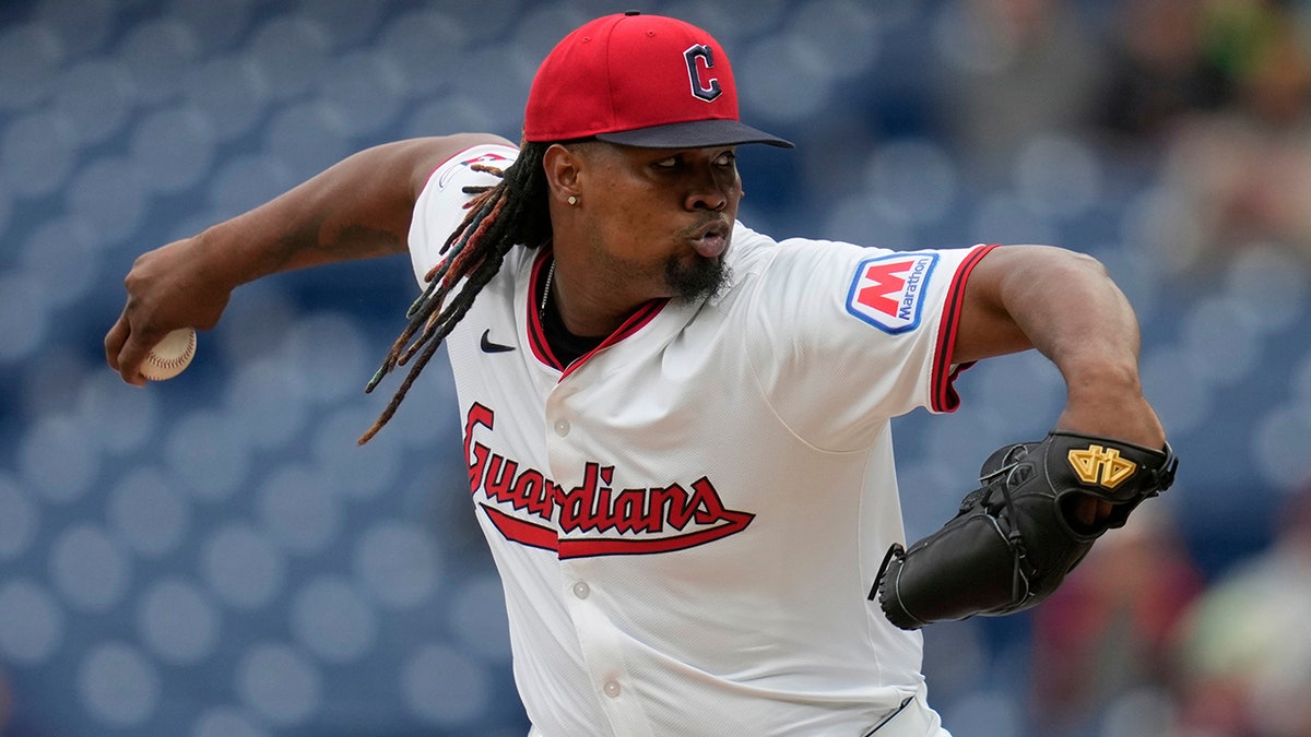 Luis Ortiz pitches against the Twins