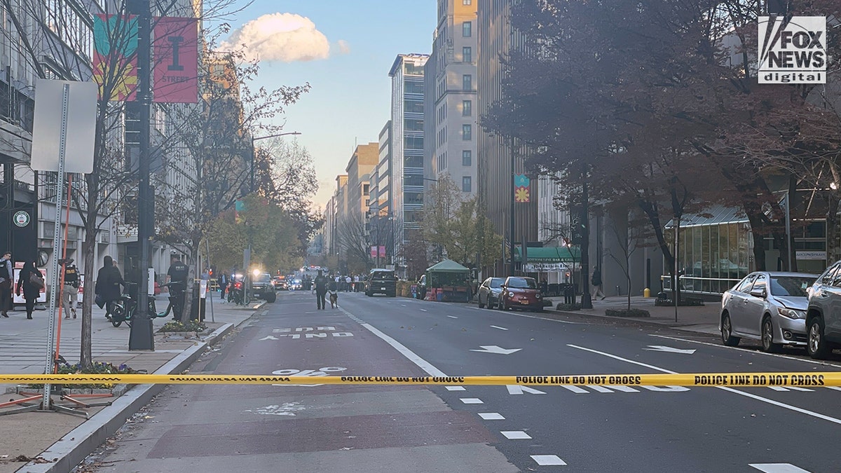 Police tape near shooting scene