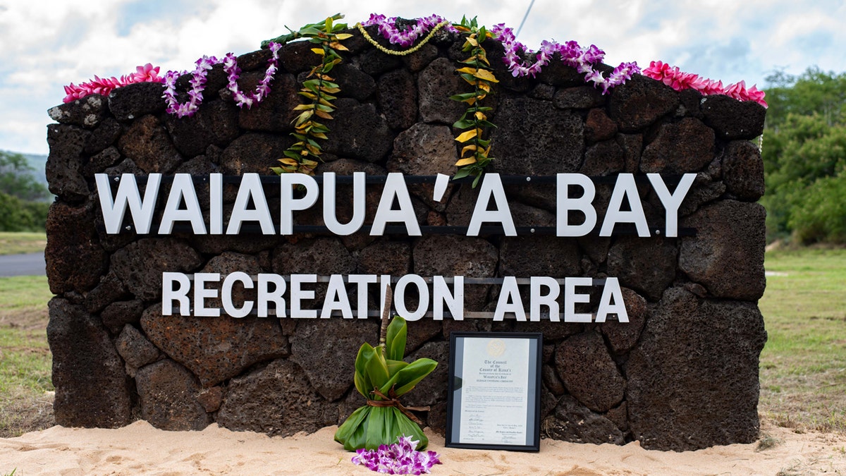 Waiapua'a Bay recreatiegebied teken.