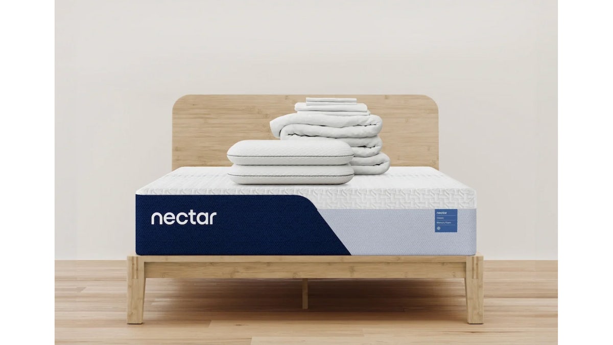 Included in the set is a mattress, frame and bedding set. 