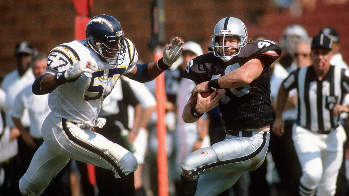 Keith Browner of the Chargers goes for a tackle