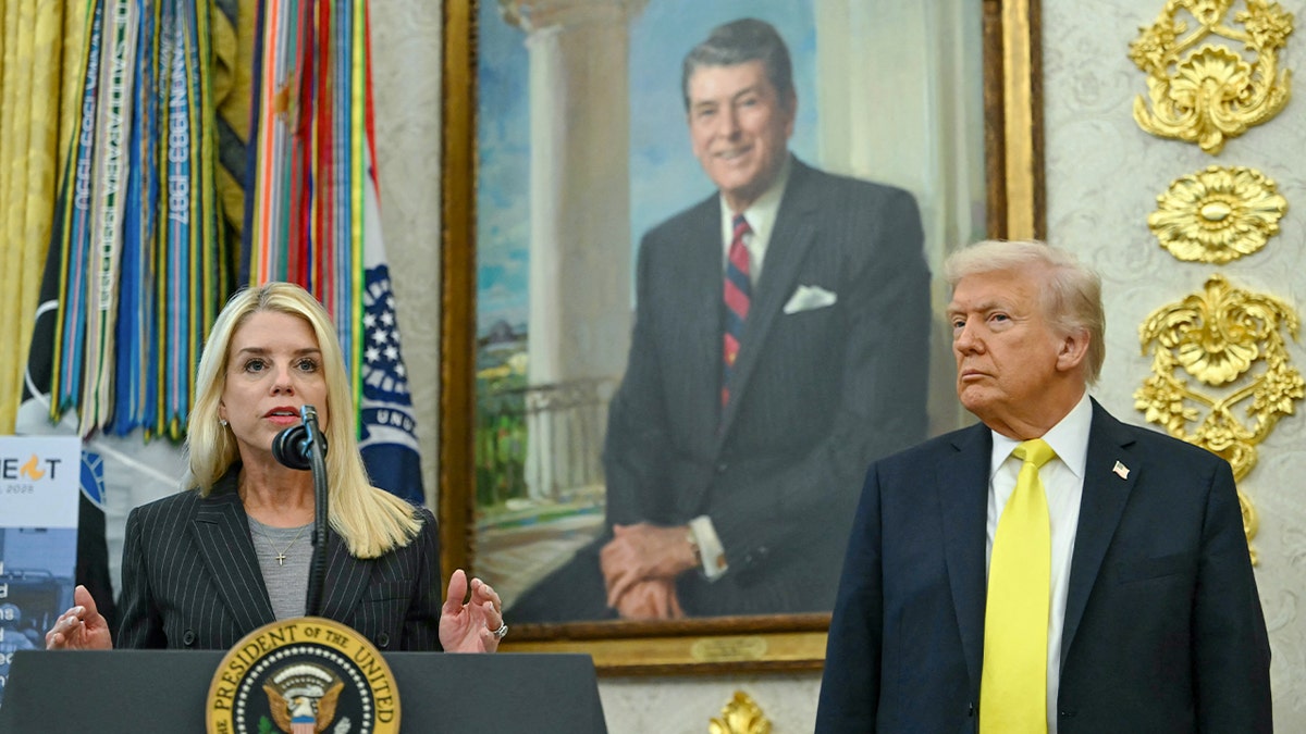 Attorney General Pam Bondi and President Donald Trump in the Oval Office