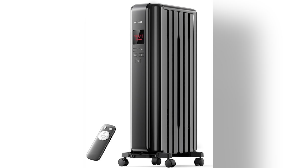 This oil-filled space heater delivers long-lasting heat, quietly.