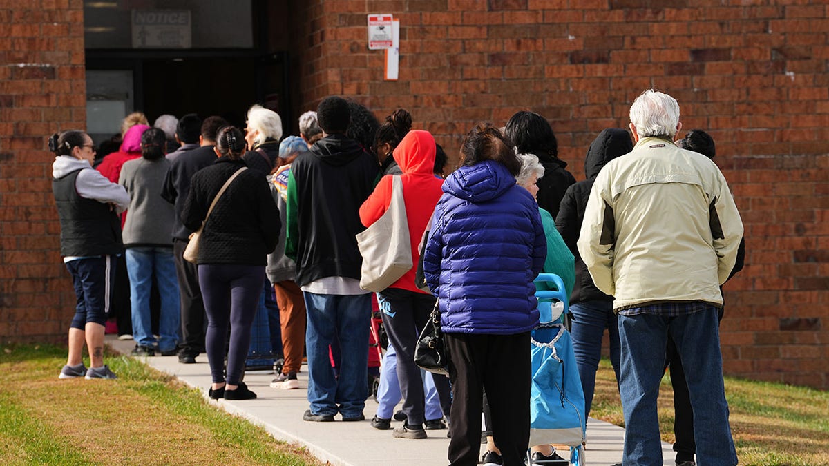 People lining up for charity food