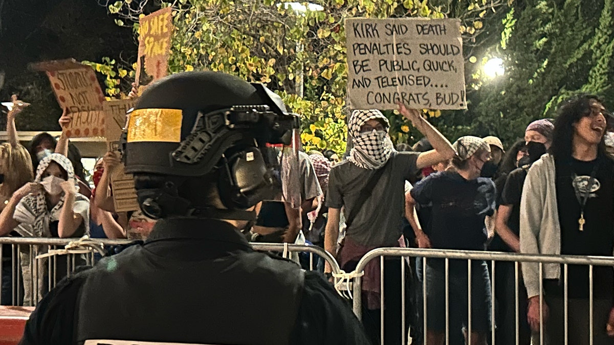 Protests outside Turning Point Berkeley event