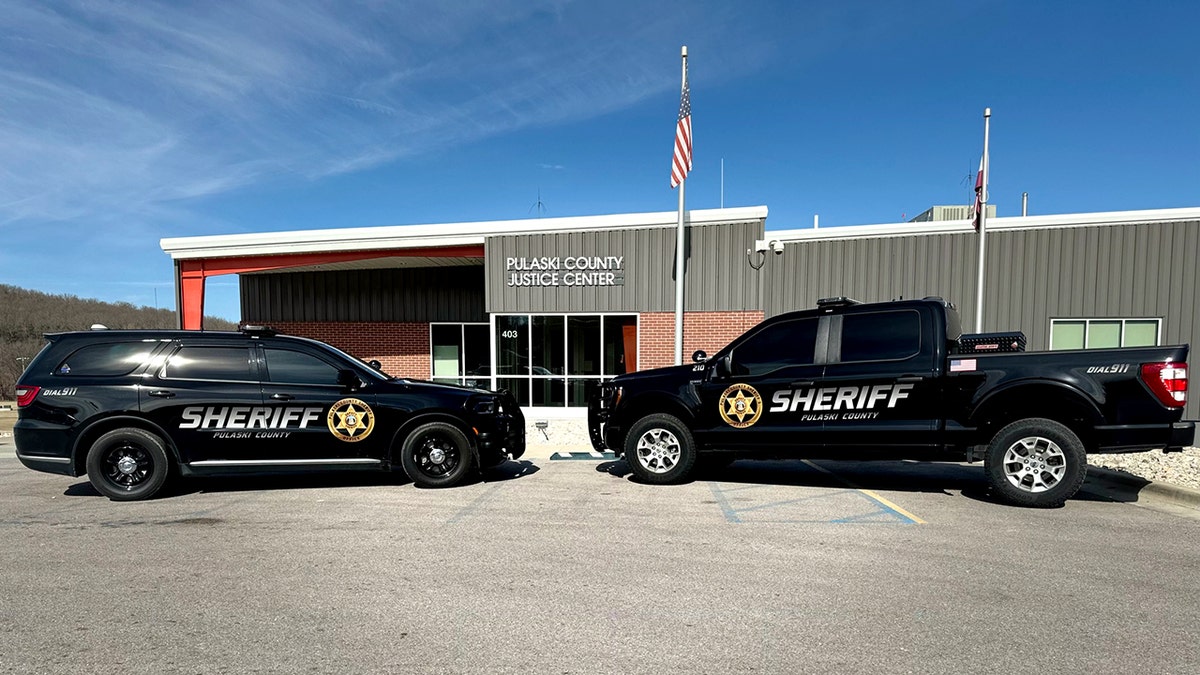 Pulaski County sheriff's vehicles parked outside justice center