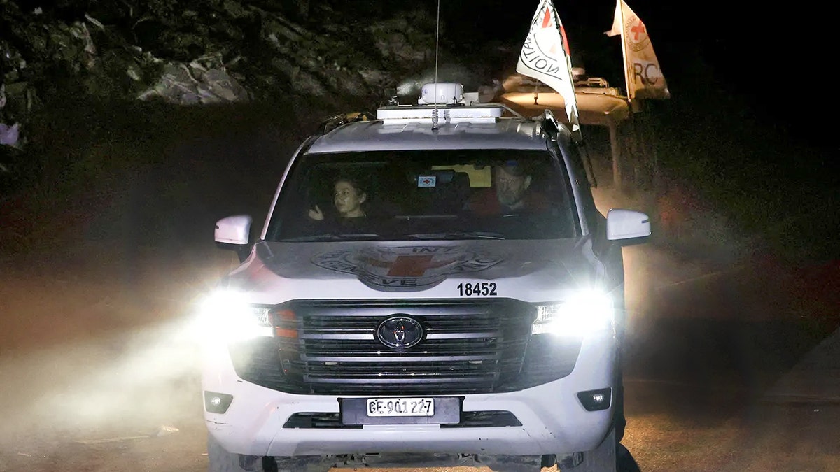 Red Cross vehicle driving